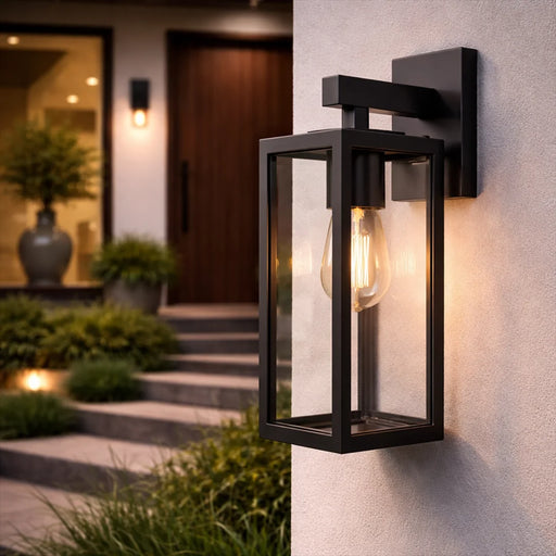 elevenpast Wall light Modern Outdoor Lantern Wall Light –Porch Light Black| White | Bronze Trim