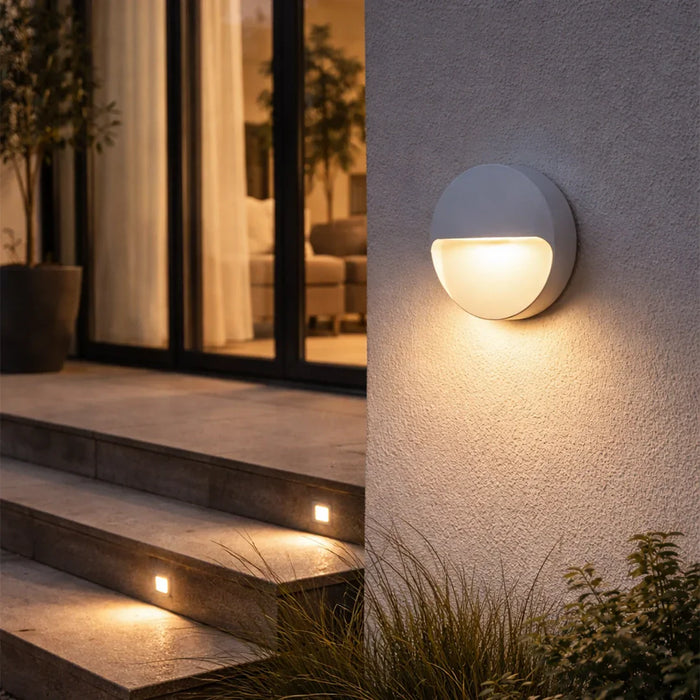 Spazio Outdoor Light Intake Round Polycarbonate LED Wall Light Black | White