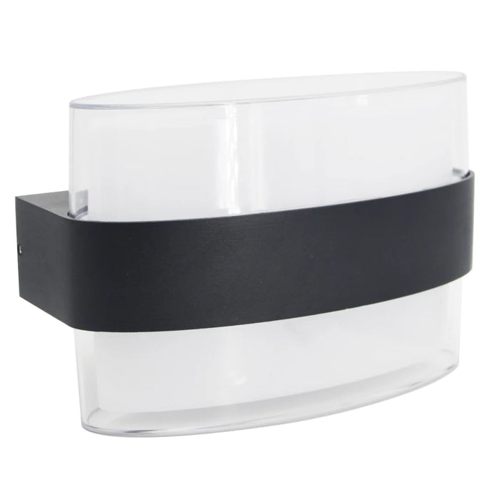 elevenpast Wall Light Black Oval LED Up and Down Outdoor Wall Light