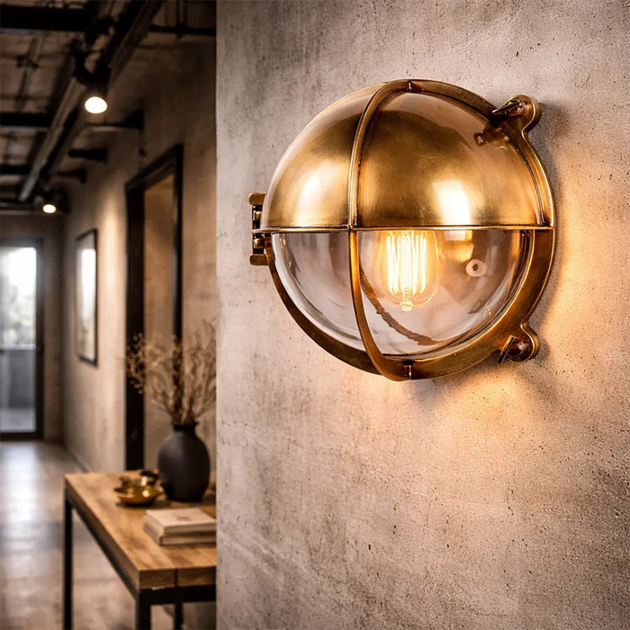 elevenpast Wall Light Vintage Nautical Bulkhead Wall Light Antique Silver | Antique Brass