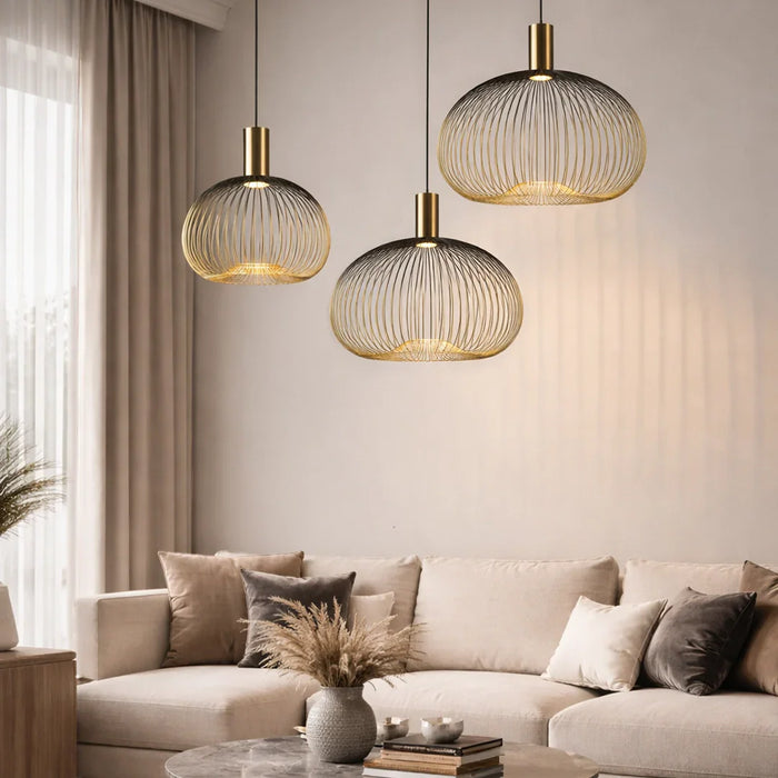 elevenpast pendant light Black and Gold Wire Cage Pendant Light - Small | Medium | Large