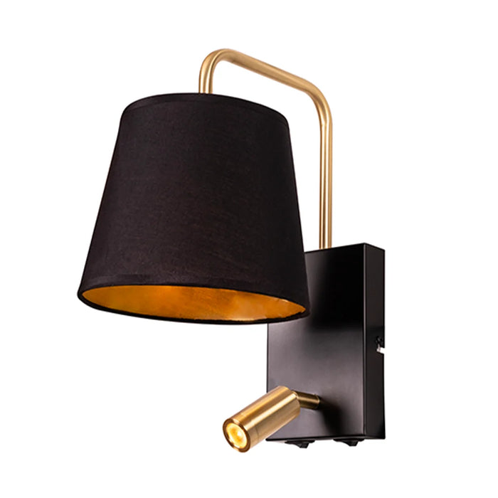 elevenpast Wall Light Black and Gold Modern Wall Light with Reading Arm – Bedroom Bedside Wall Lamp W662 6009551810827