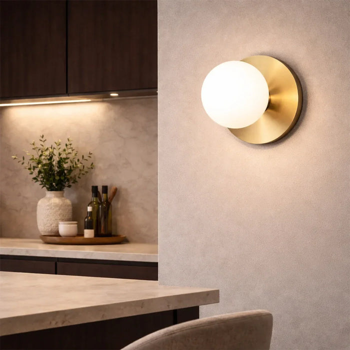 elevenpast Wall Light Sona Gold Metal and Opal Glass Wall Light W663 6009551810834