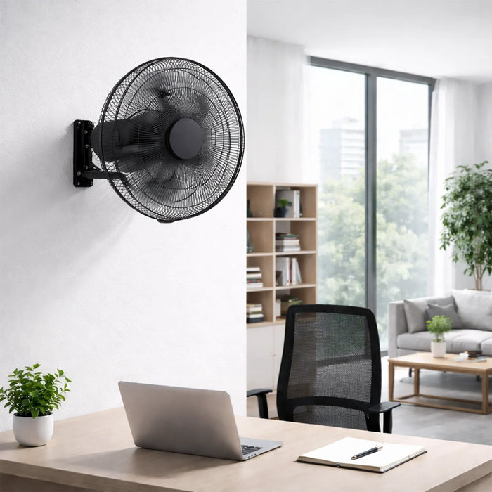 elevenpast wall Fan Solent Black Industrial Wall Fan - 45cm WALLFANB450 6009210047564