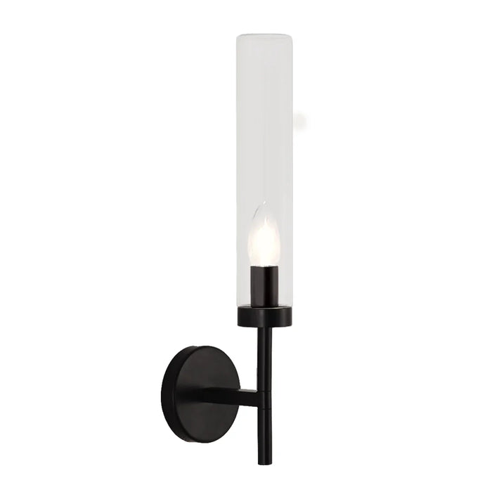 elevenpast Wall Light Black Modern Wall Light for Bedroom – Clear Glass Cylinder WB237 BLACK 6007226091137