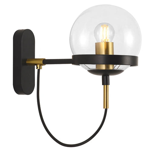 elevenpast Wall Light Black Black and Gold Modern Wall Light for Interior – Glass Globe Design WB239 BK/GD 6007226091151