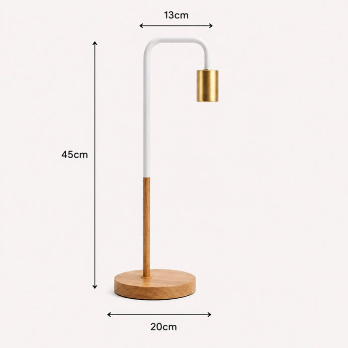 Gold Wood and White Minimalist Desk Lamps – Set of 2