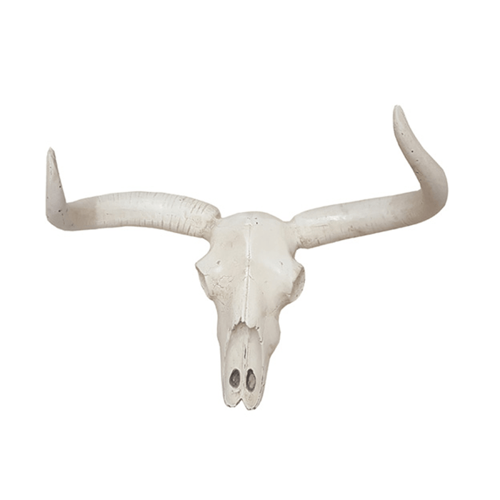 elevenpast Wild West Horns Resin Ornamental Skull White WILDWESTWH