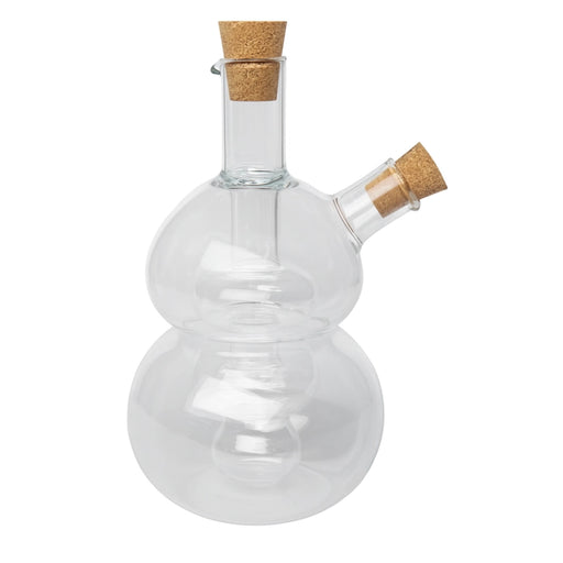 Round Glass Oil and Vinegar Bottle - Dual Chamber 