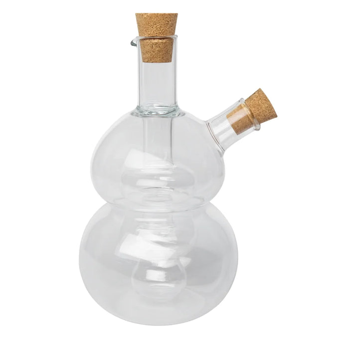 elevenpast vinegar and Oil Dispenser Round Glass Oil and Vinegar Bottle - Dual Chamber YG1