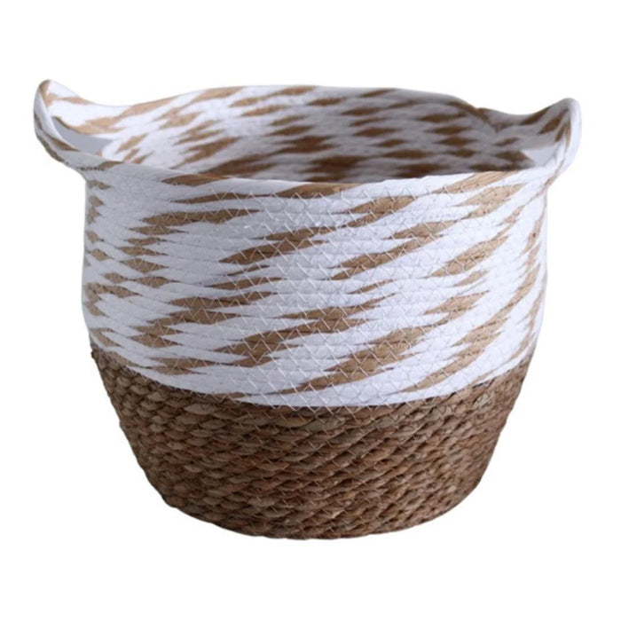 elevenpast woven basket set Weaved Baskets Set Of 3 - Brown And White Mix Top YT222017