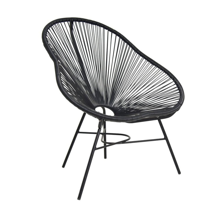 elevenpast Black Wicker Chair - Steel 1316582