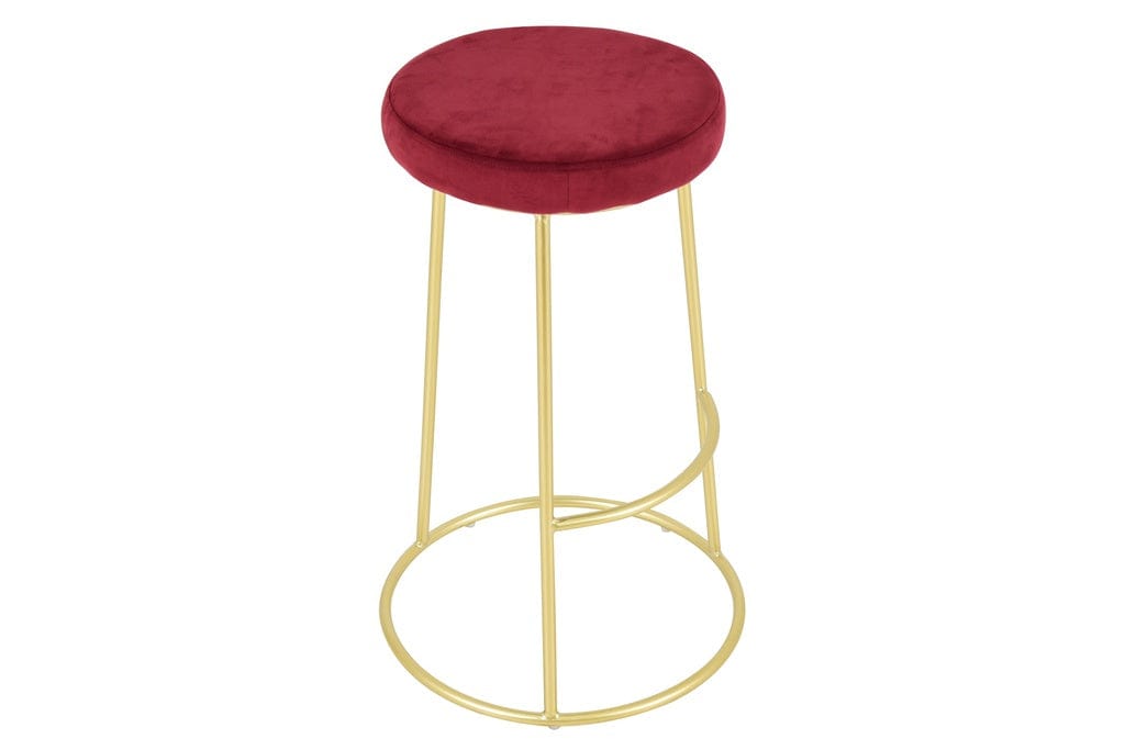 elevenpast kitchen stool Dark Red Button Bar Stool - Velvet with Gold Frame 1390841 633710857642