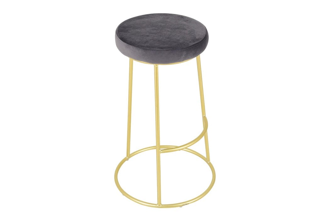 elevenpast kitchen stool Grey Button Bar Stool - Velvet with Gold Frame 1390889 633710857673