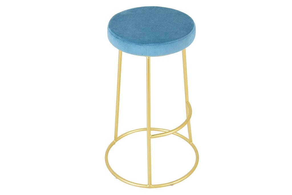 elevenpast kitchen stool Blue Button Bar Stool - Velvet with Gold Frame 1390902 633710857659