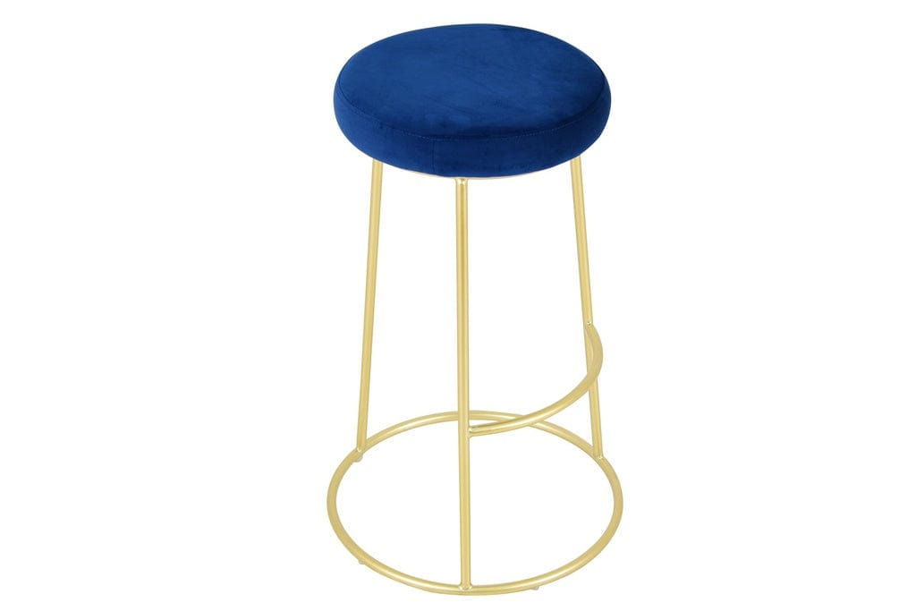 elevenpast kitchen stool Dark Blue Button Bar Stool - Velvet with Gold Frame 1390926 633710857680