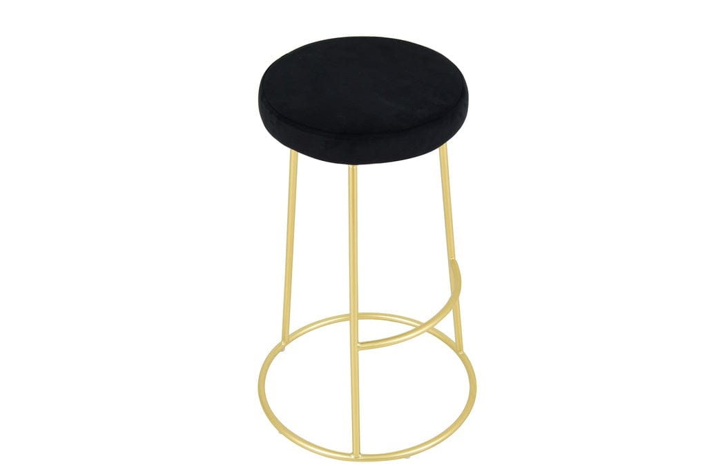 elevenpast kitchen stool Black Button Bar Stool - Velvet with Gold Frame 1390940 633710857666