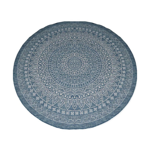 elevenpast Blue Lineo Round Indoor or Outdoor Rug 21027-BLUE-LINEO