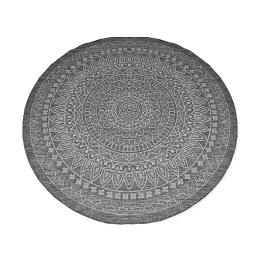 elevenpast Grey Lineo Round Indoor or Outdoor Rug 21027-GREY-LINEO