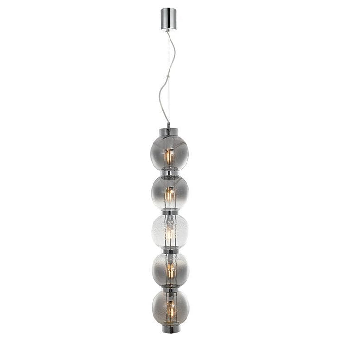 elevenpast Smokey Glass with Chrome Pearl Glass Pendant Vertical