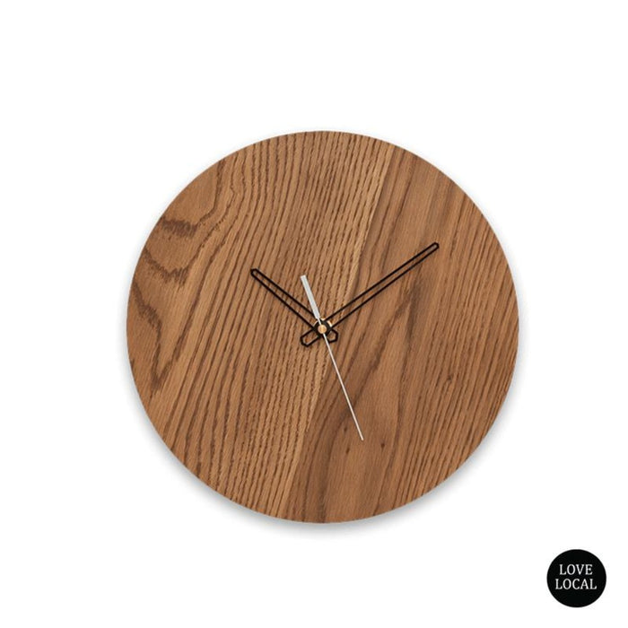 elevenpast Clocks 250 mm / White / Sleek Quinn Wall Clock Mid Brown