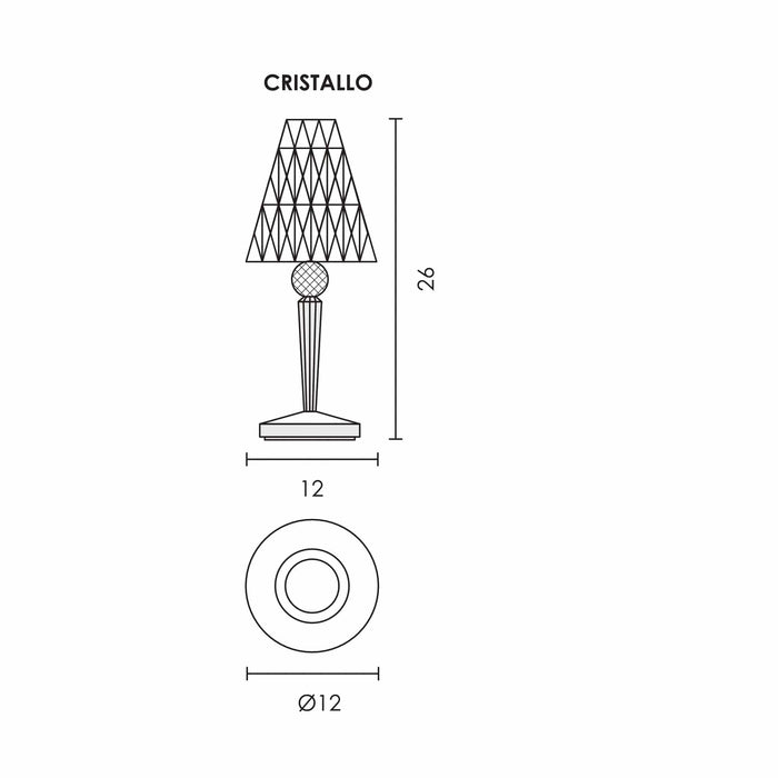 Spazio Cristallo Dimmable Rechargeable Table Lamp - Colour changing