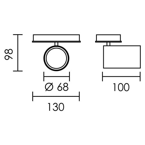 elevenpast Spotlight Lone Square Base Single Spotlight - Aluminium