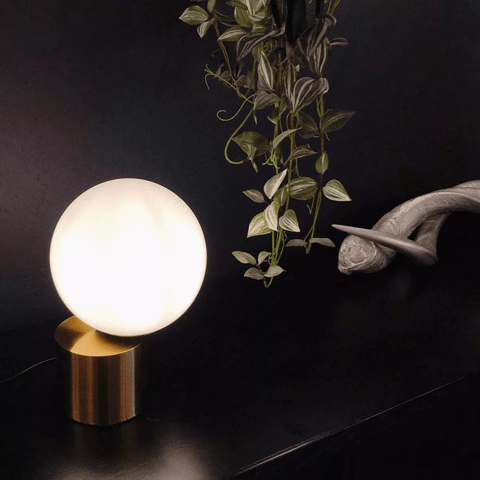 elevenpast table lamp Orb Table Lamp Gold with Opal Glass 45 DEGREE TABLE LAMP