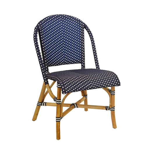 elevenpast Chairs Sailor Bistro Side Chair - Synthetic Rattan CHAIR BISTRO SIDE BLUE WITH WHITE DOTS