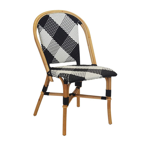 elevenpast Chairs Checked Bistro Side Chair - Synthetic Rattan CHAIR BISTRO SIDE CHECK BLACK & WHITE