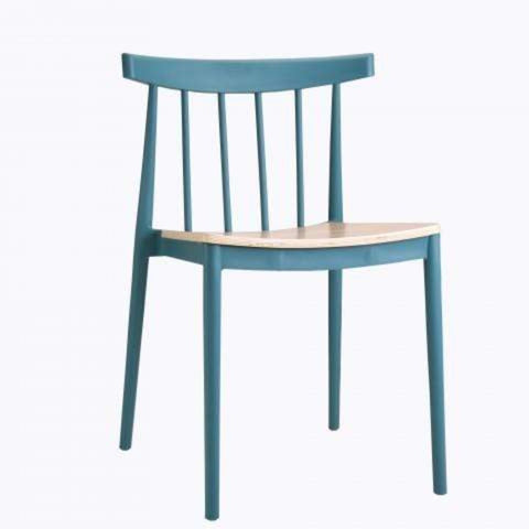 elevenpast Blue Tokyo Wood Seat Cafe Chair