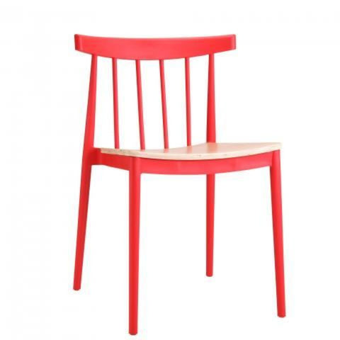 elevenpast Red Tokyo Wood Seat Cafe Chair